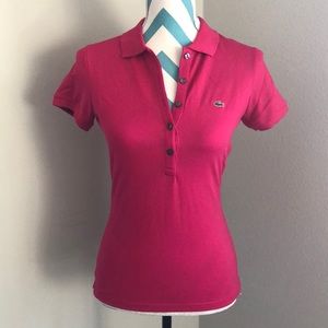 Pink Lacoste polo